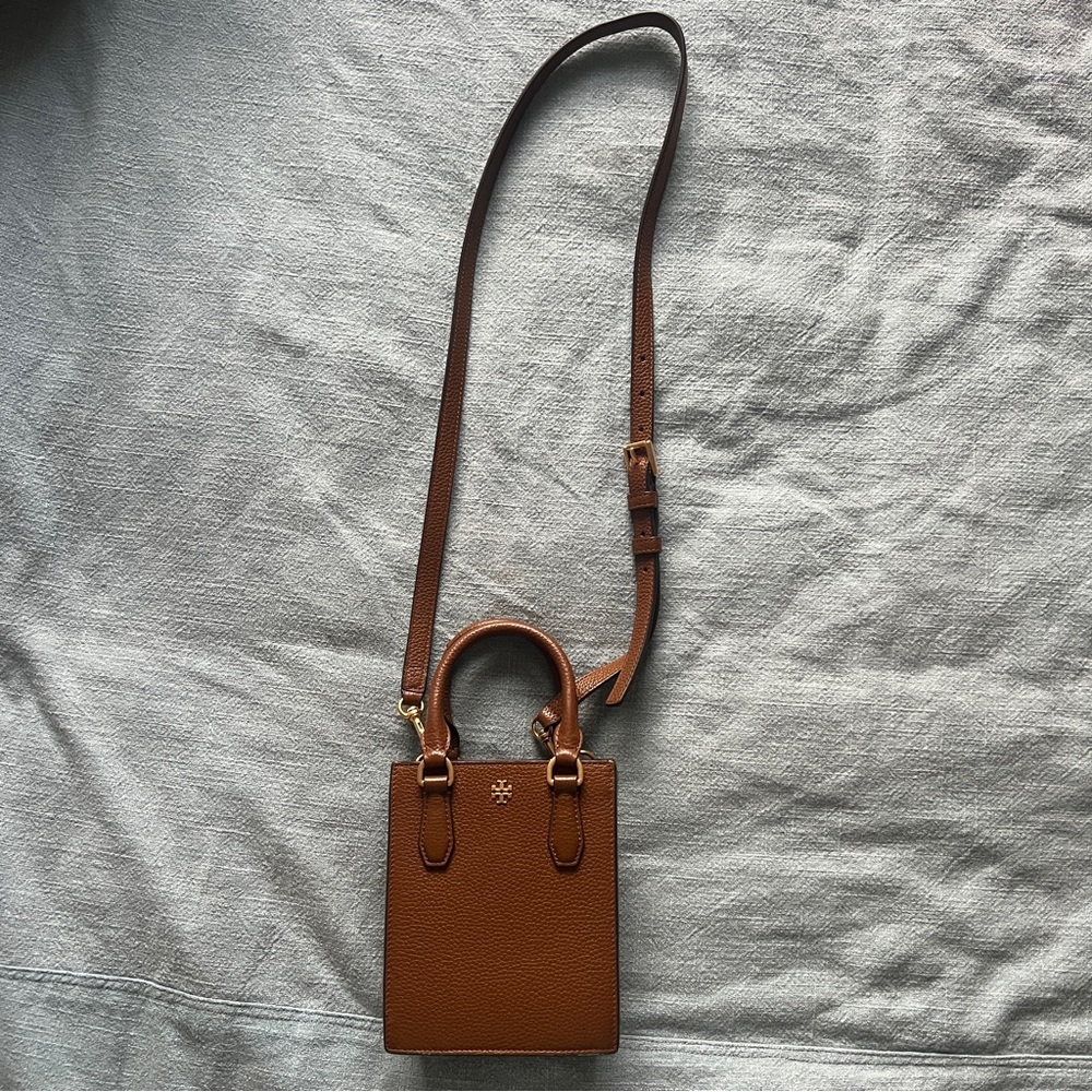 Tory Burch Blake Mini Shopper Tote Crossbody Bag Brown